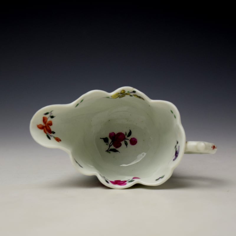 Worcester Rose and Floral Pattern Low Chelsea Ewer c1765-68 (6)