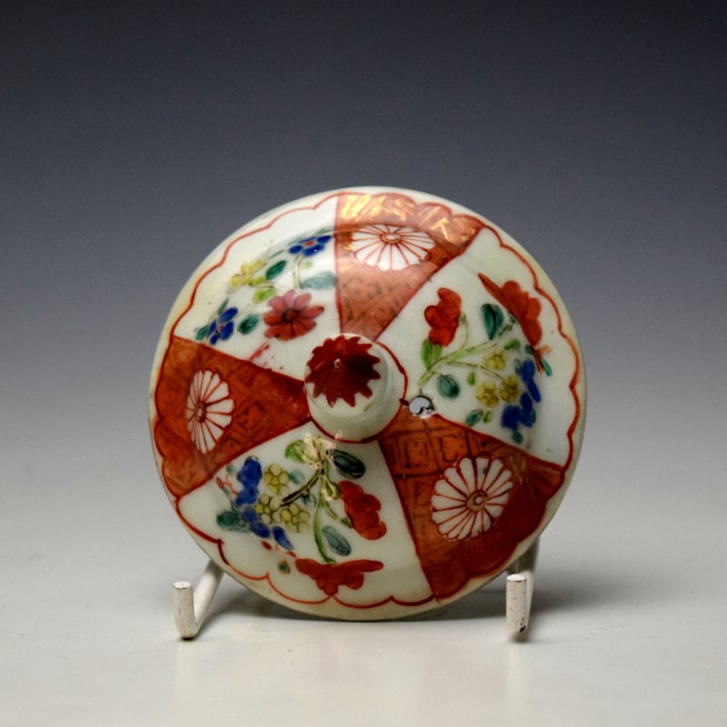 Worcester Scarlet Japan Mandarin Pattern Teaot and Cover c1760-65 (9)