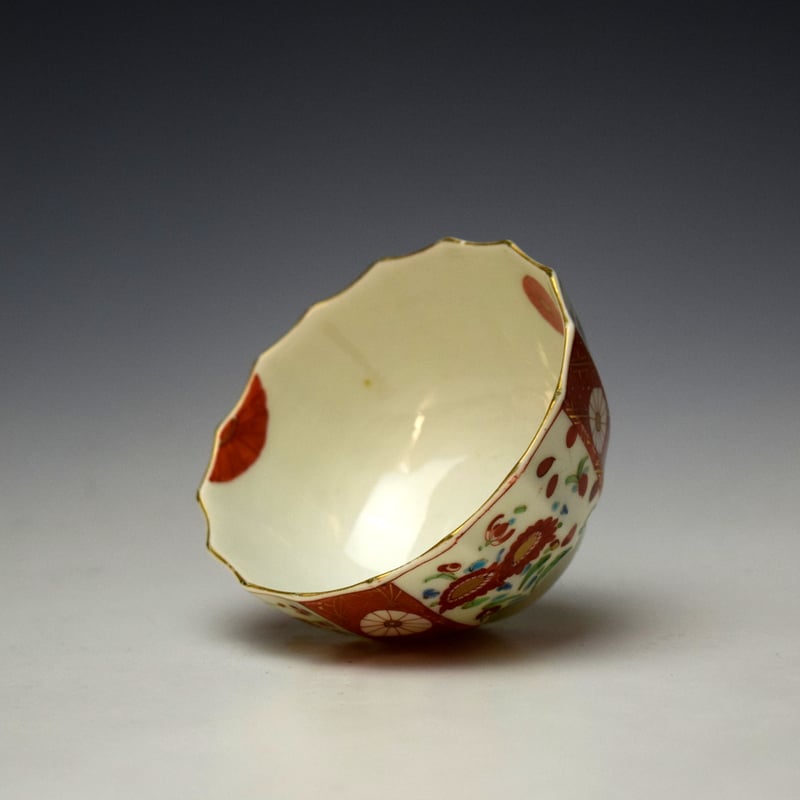 Worcester Scarlett Japan Pattern Fluted Teabowl and Saucer c1770-75 (5)