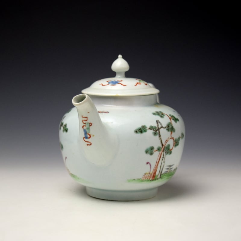 Worcester Snake in a Basket Pattern Teapot and Cover c1754-56 (2)
