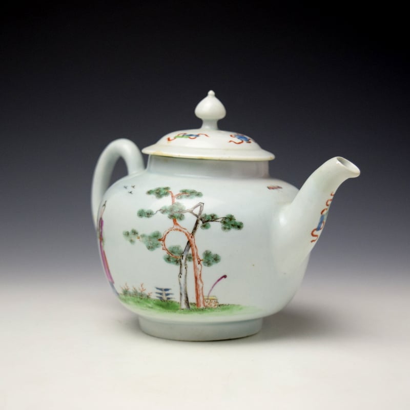 Worcester Snake in a Basket Pattern Teapot and Cover c1754-56 (3)