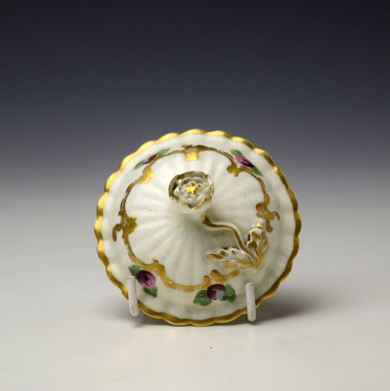Worcester Spotted fruit Pattern Fluted Cream Jug and Cover c1775-80 (7)