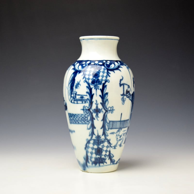 Worcester Telephone Box Pattern Baluster Vase c1770 (2)