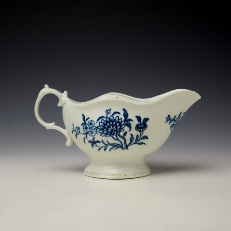 Worcester The Early Flowering Plants Pattern Sauceboat c1760-65 (3)