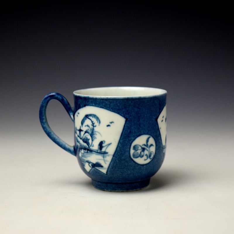 Worcester The Fisherman in a Fan Shaped Panel Pattern Coffee Cup c1760-70 (3)