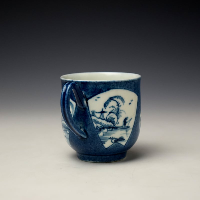 Worcester The Fisherman in a Fan Shaped Panel Pattern Coffee Cup c1760-70 (4)