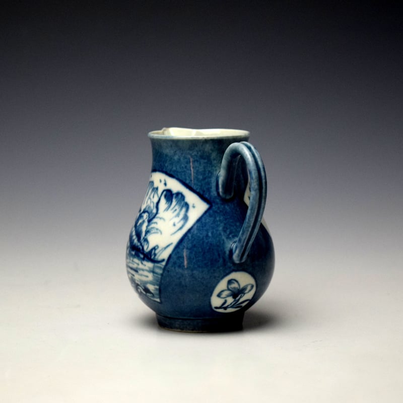 Worcester The Fisherman in a Fan Shaped Panel Pattern Sparrow Beak Jug c1760-70 (5)