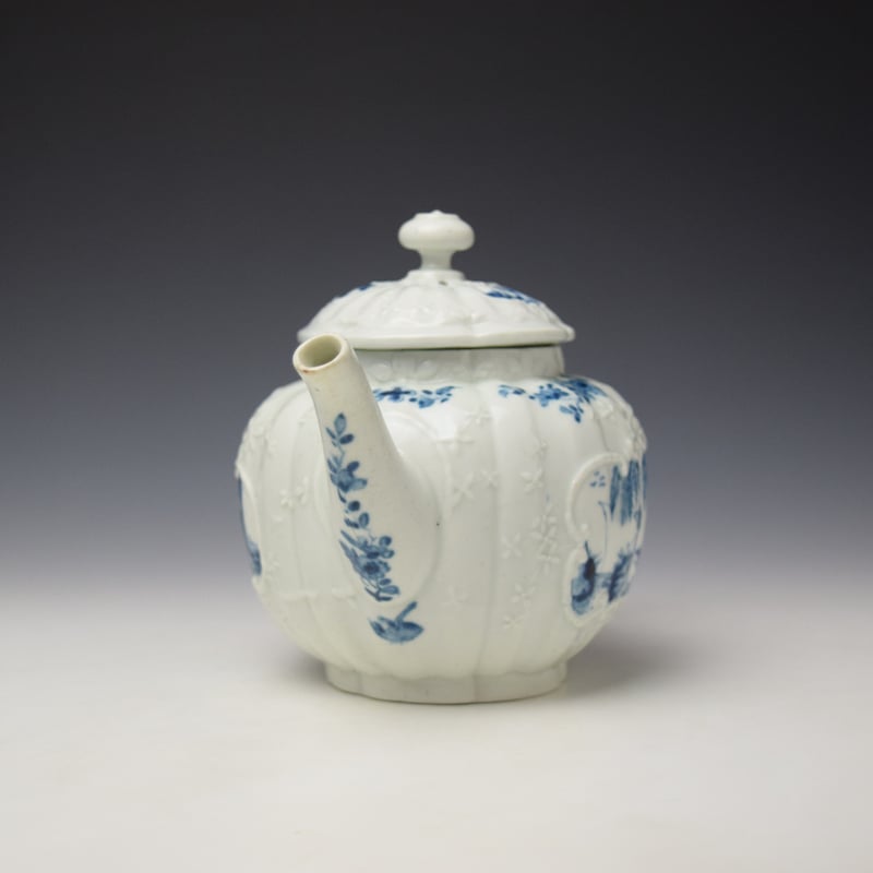 Worcester The Indian Fisherman Pattern Teapot c1754 (2)