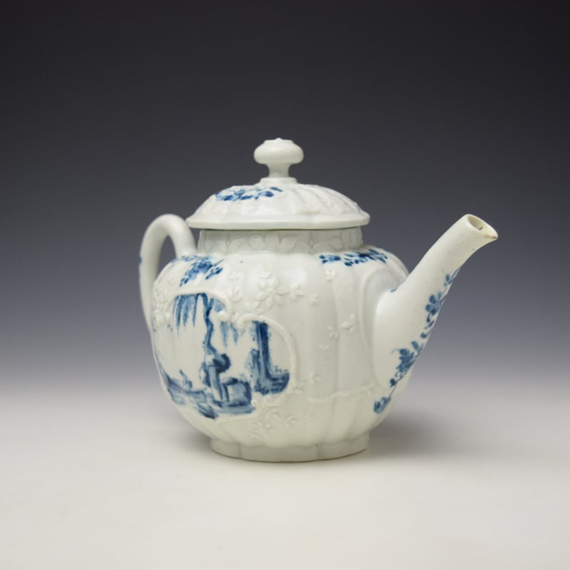 Worcester The Indian Fisherman Pattern Teapot c1754 (3)