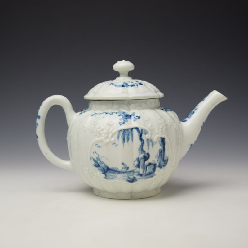 Worcester The Indian Fisherman Pattern Teapot c1754 (4)