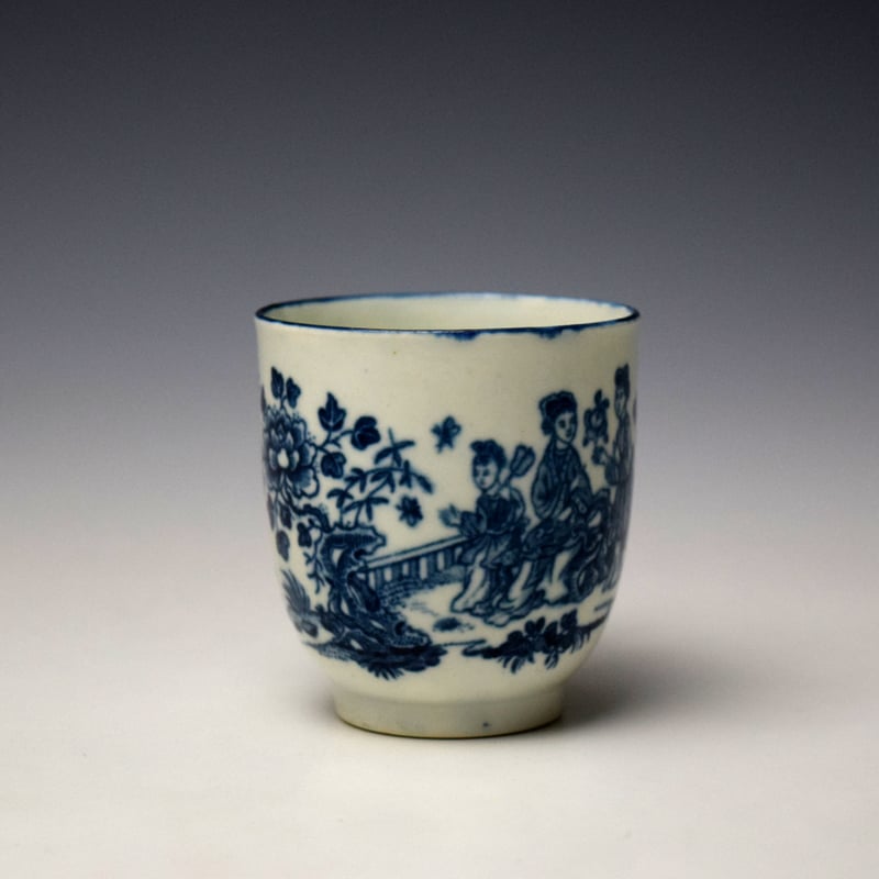 Worcester The Three Ladies Pattern Coffee Cup and Saucer c1770-80 (3)