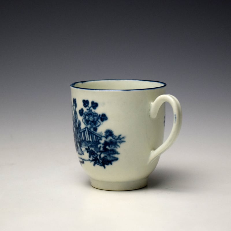 Worcester The Three Ladies Pattern Coffee Cup and Saucer c1770-80 (6)
