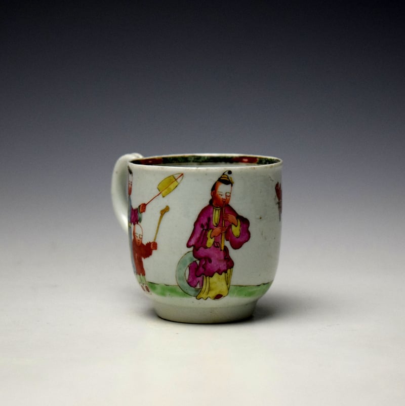 Worcester Three Chinese Musicians Pattern Coffee Cup c1756-58 (3)