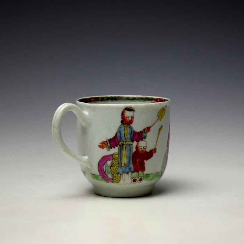 Worcester Three Chinese Musicians Pattern Coffee Cup c1756-58 (4)