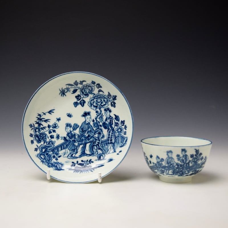 Three Ladies Pattern Teabowl and Saucer c1770-80