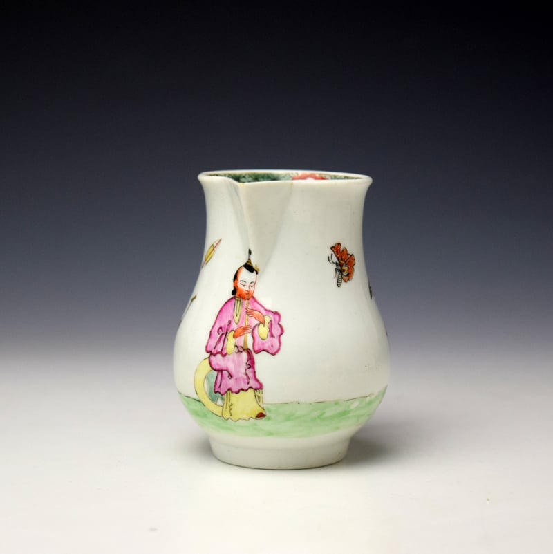Worcester Three Musicians Pattern Sparrowe Beak Jug c1756-60 (2)