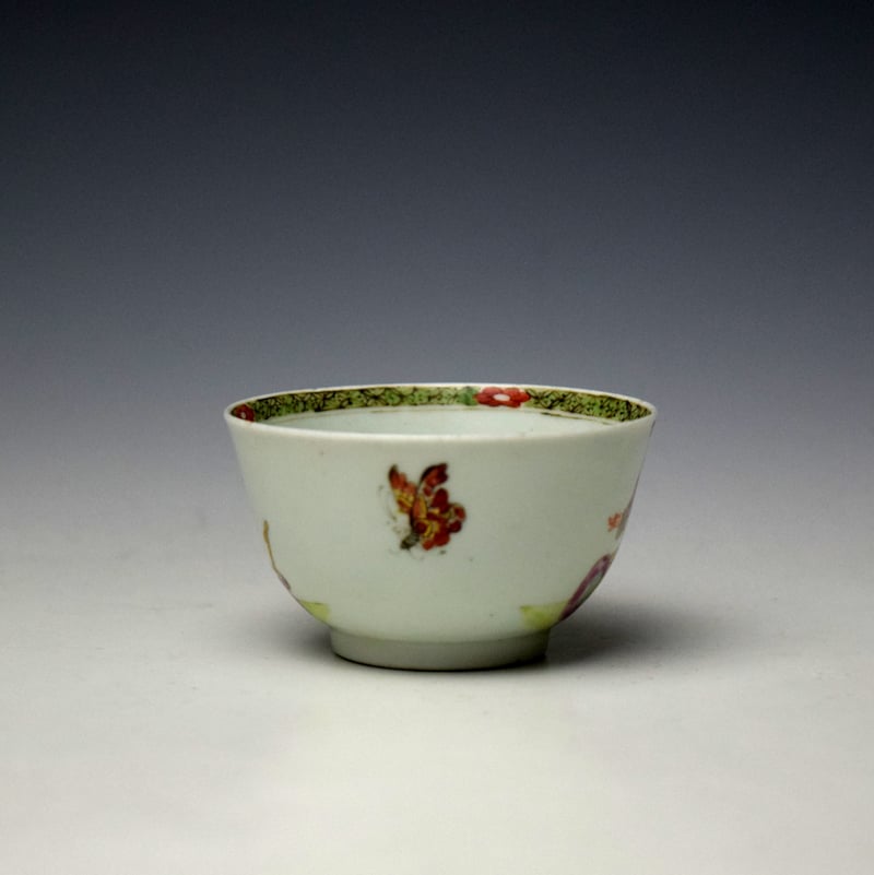 Worcester Three Musicians Pattern Teabowl c1758-60 (2)