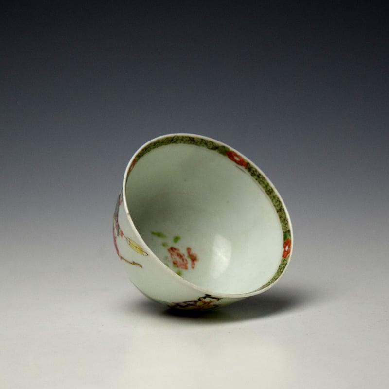 Worcester Three Musicians Pattern Teabowl c1758-60 (6)