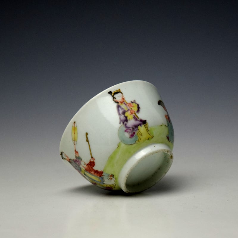 Worcester Three Musicians Pattern Teabowl c1758-60 (7)