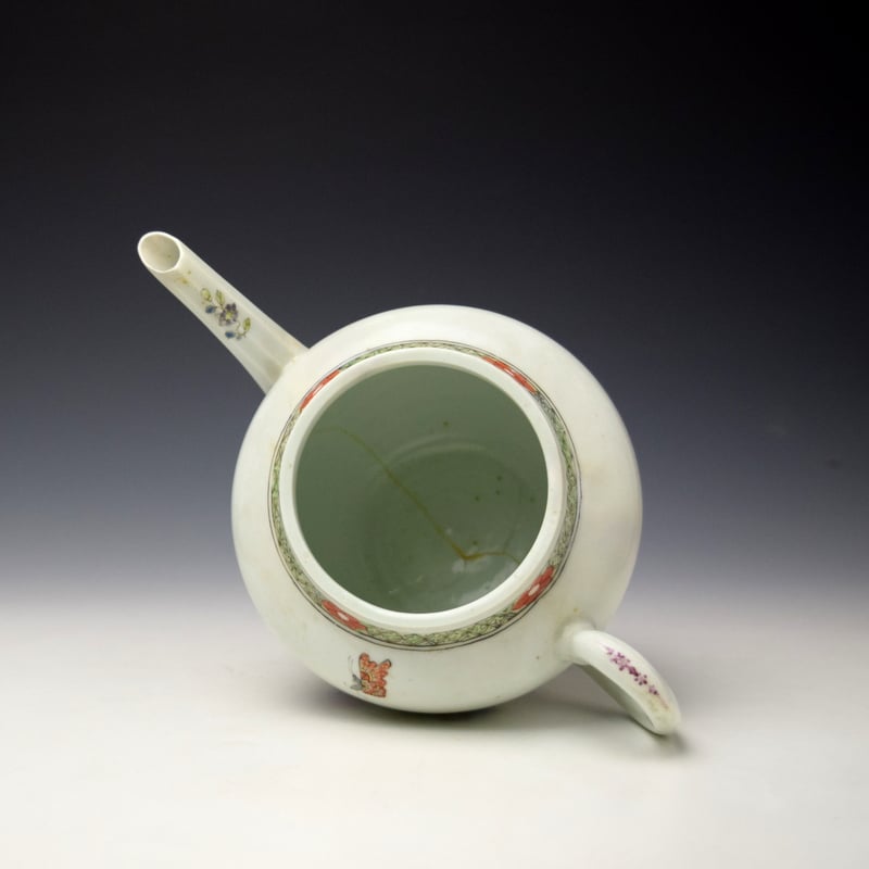 Worcester Three Musicians Pattern Teapot Cover and Stand c1756-65 (7)