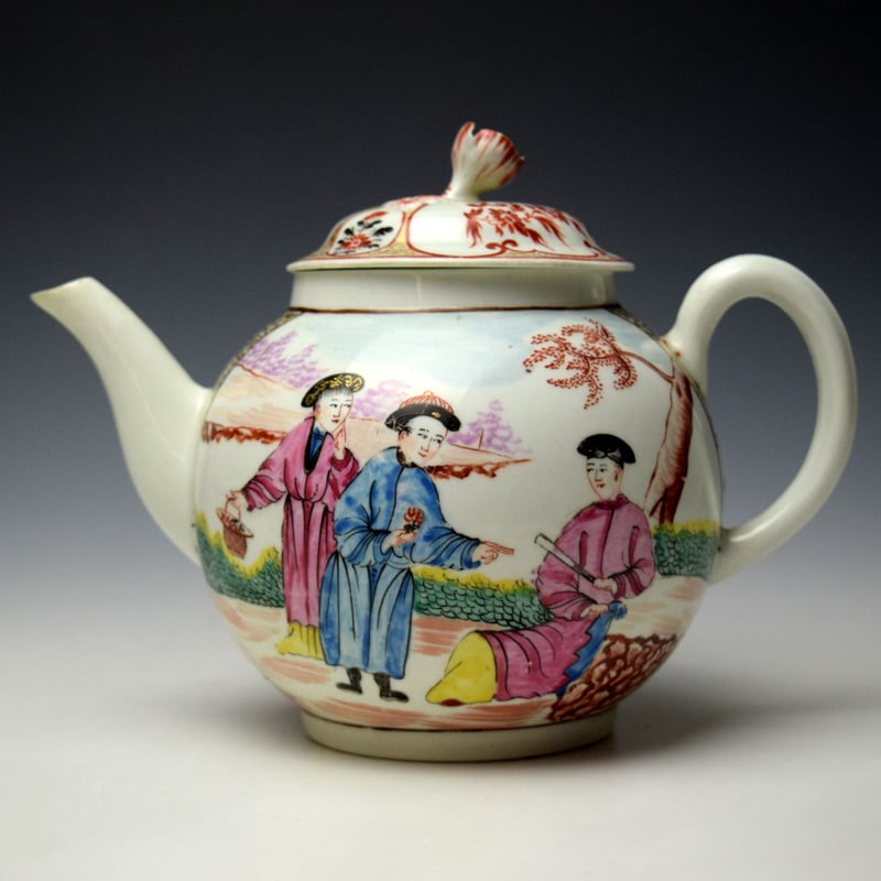 Three Wise Men in a Garden Pattern Teapot and Cover c1770-75