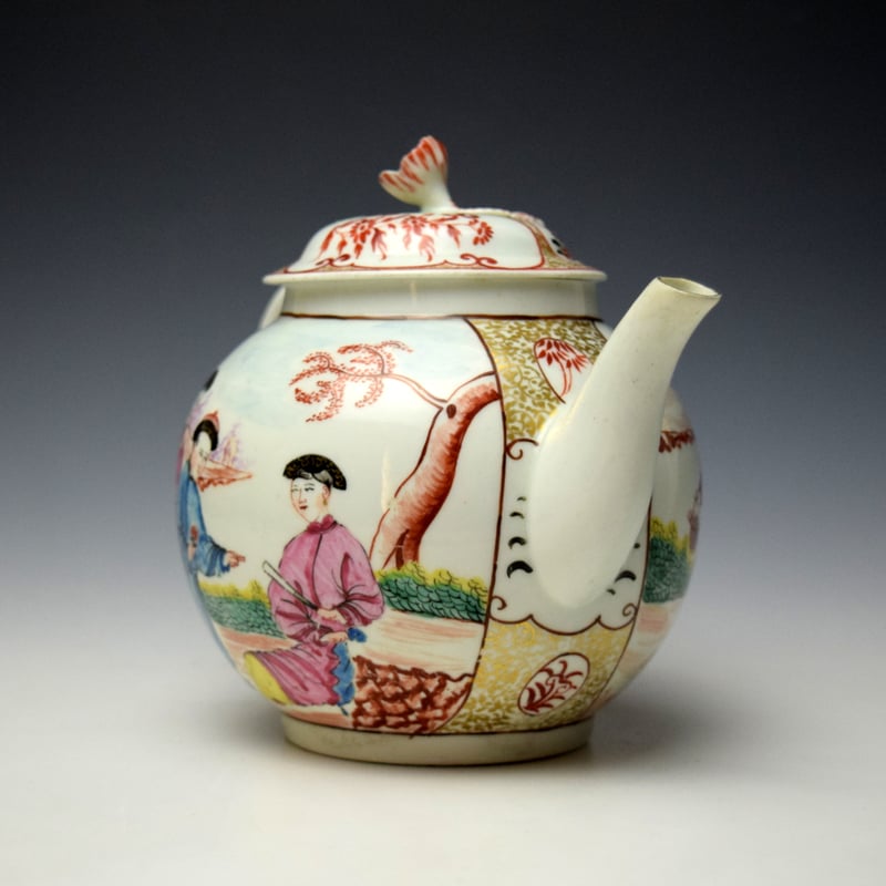 Worcester Three Wise Men in a Garden Pattern Teapot and Cover c1770-75 (3)
