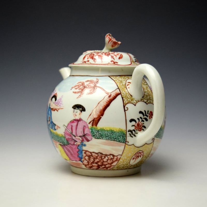 Worcester Three Wise Men in a Garden Pattern Teapot and Cover c1770-75 (6)