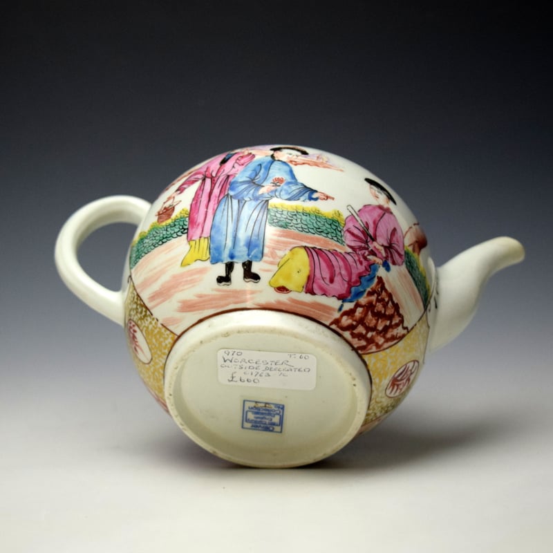 Worcester Three Wise Men in a Garden Pattern Teapot and Cover c1770-75 (8)