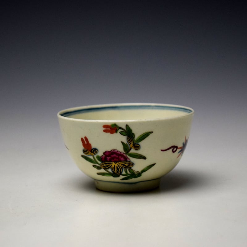 Worcester Thunder and Lightning Pattern Teabowl and Saucer c1768-72 (2)