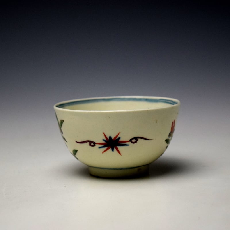 Worcester Thunder and Lightning Pattern Teabowl and Saucer c1768-72 (3)