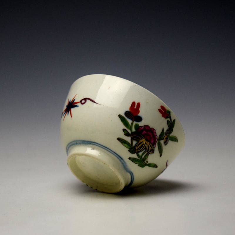 Worcester Thunder and Lightning Pattern Teabowl and Saucer c1768-72 (7)