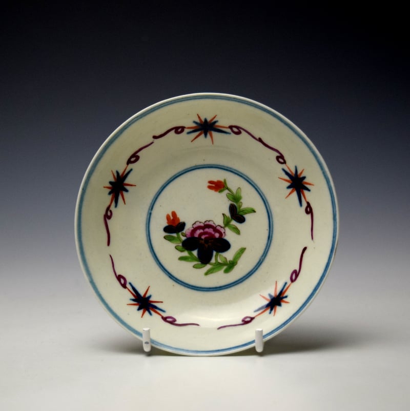 Worcester Thunder and Lightning Pattern Teabowl and Saucer c1768-72 (8)