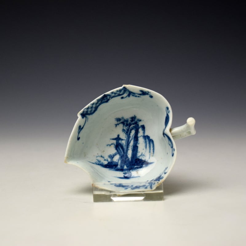 Very Rare Transparent Rock Pattern Butterboat c1758-60