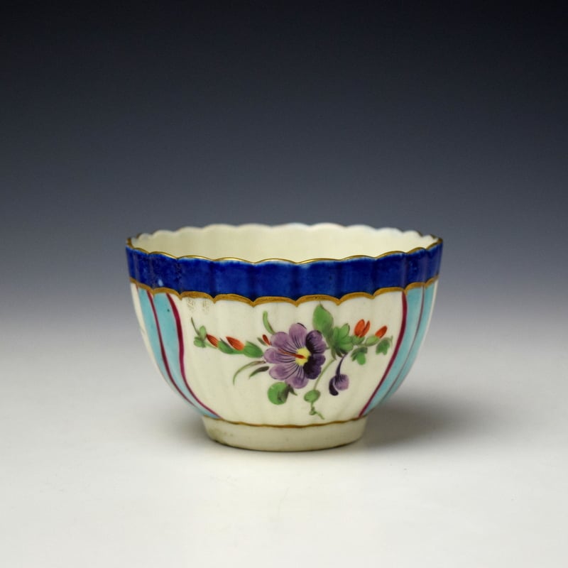 Worcester Tri Floral Pattern Teacup and Saucer c1775 (3)