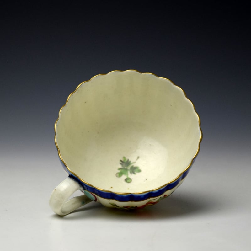 Worcester Tri Floral Pattern Teacup and Saucer c1775 (5)