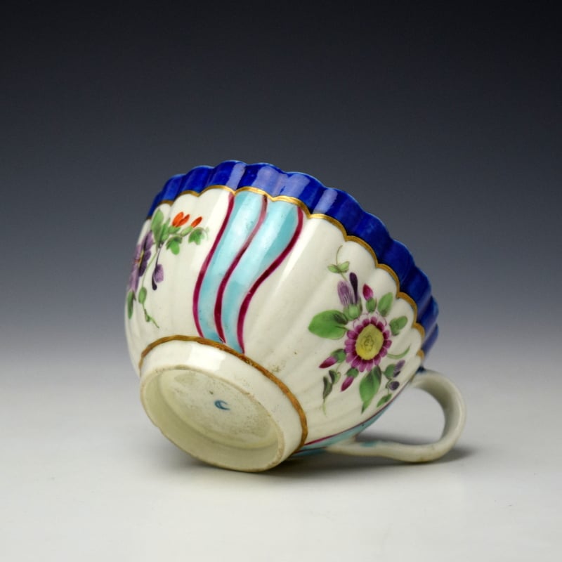 Worcester Tri Floral Pattern Teacup and Saucer c1775 (6)