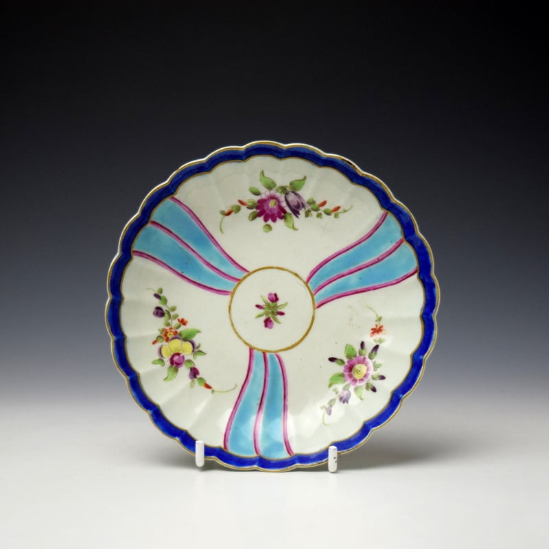 Worcester Tri Floral Pattern Teacup and Saucer c1775 (7)