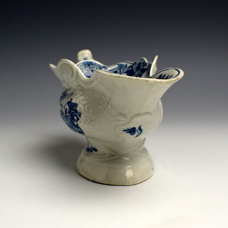 Worcester Triangular Platform Pattern Sauceboat c1754 (7)