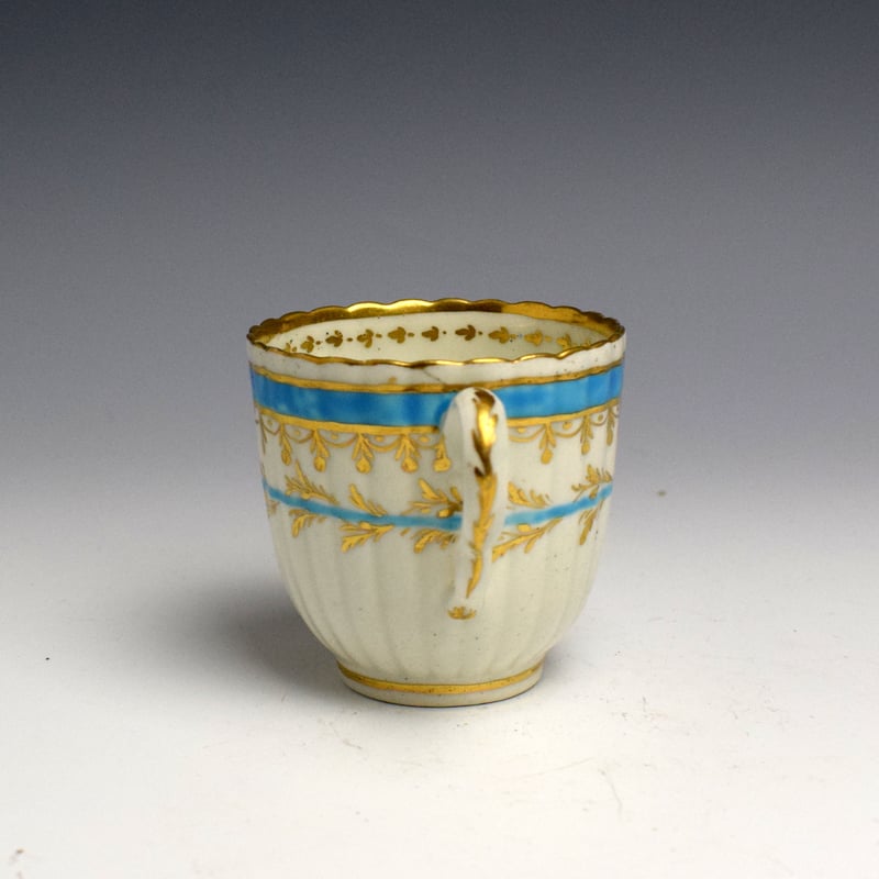Worcester Turquoise and Gilt Pattern Coffee Cup and Saucer c1775 (5)