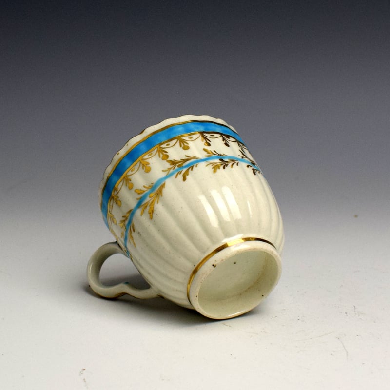 Worcester Turquoise and Gilt Pattern Coffee Cup and Saucer c1775 (7)