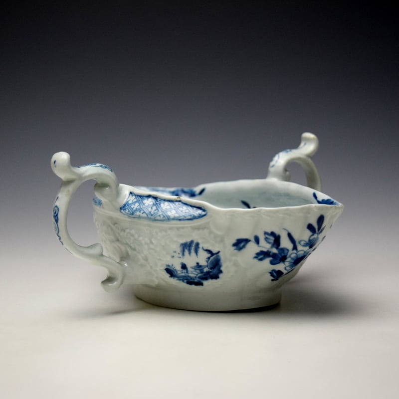 Worcester Two Handled Sauceboat Landscape Pattern Two Handled Sauceboat c1755-60 (6)