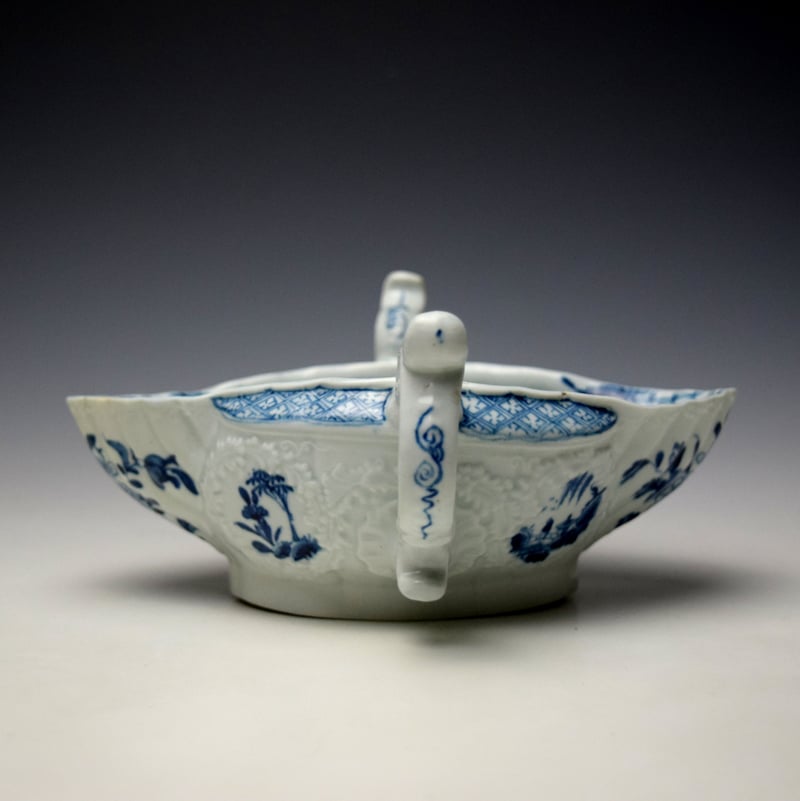 Worcester Two Handled Sauceboat Landscape Pattern Two Handled Sauceboat c1755-60 (7)
