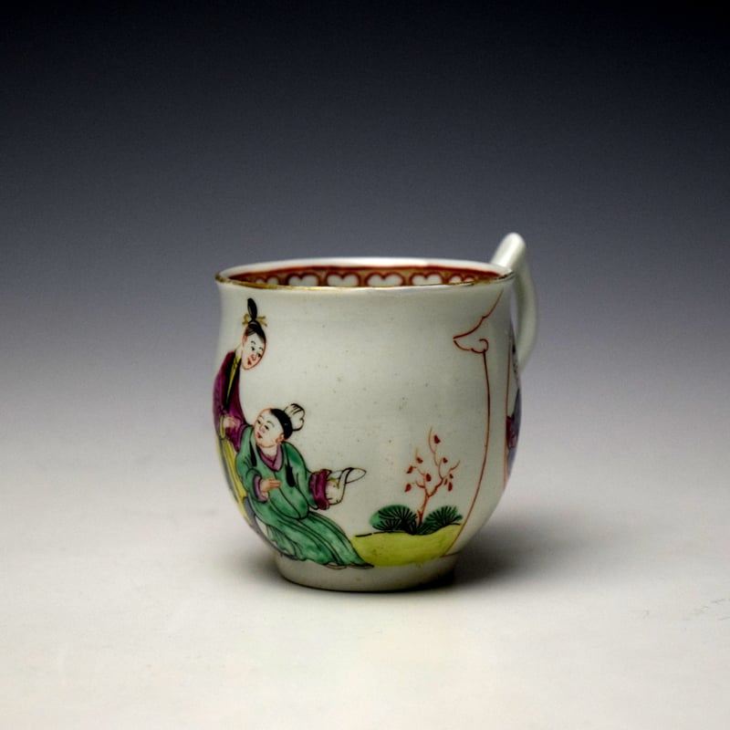 Worcester Two Ladies in a Garden Pattern Bell Shaped Coffee Cup c1760-65 (3)