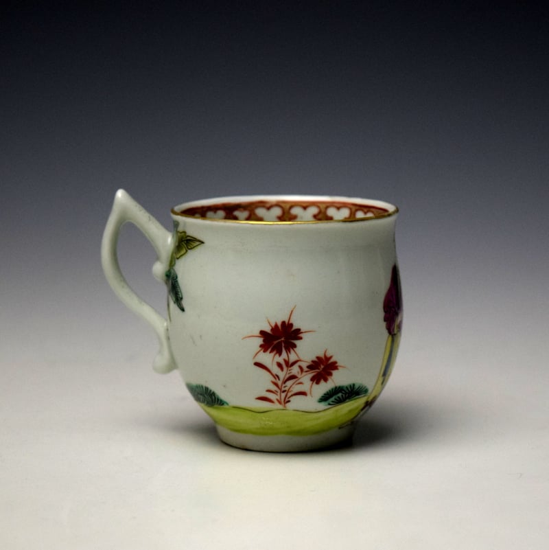 Worcester Two Ladies in a Garden Pattern Bell Shaped Coffee Cup c1760-65 (5)