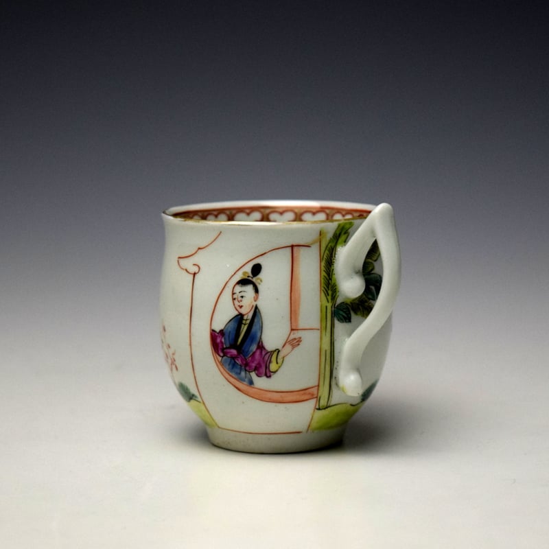 Worcester Two Ladies in a Garden Pattern Bell Shaped Coffee Cup c1760-65 (7)