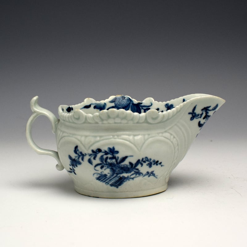 Worcester Two Porter Landscape Pattern Creamboat c1758 (2)