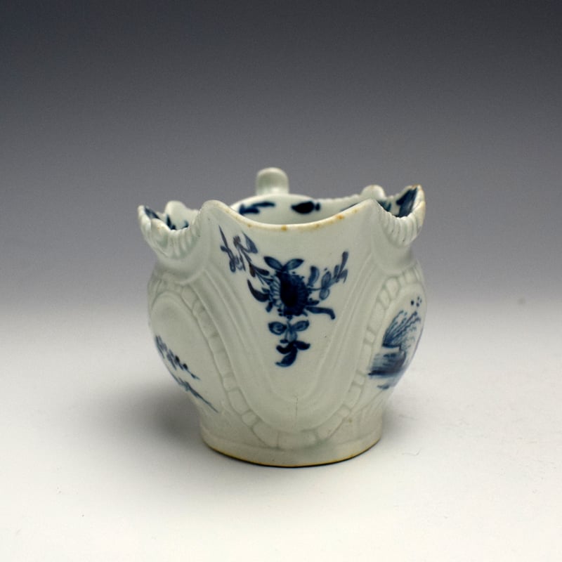 Worcester Two Porter Landscape Pattern Creamboat c1758 (3)