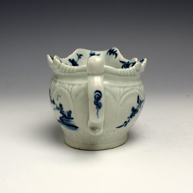 Worcester Two Porter Landscape Pattern Creamboat c1758 (4)
