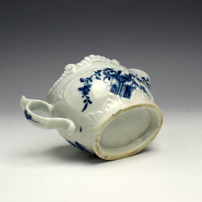 Worcester Two Porter Landscape Pattern Creamboat c1758 (6)
