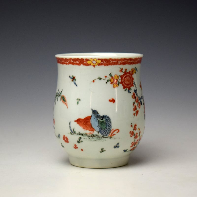 Worcester Two Quail Pattern Small Bell Shape Mug c1765-70 (3)